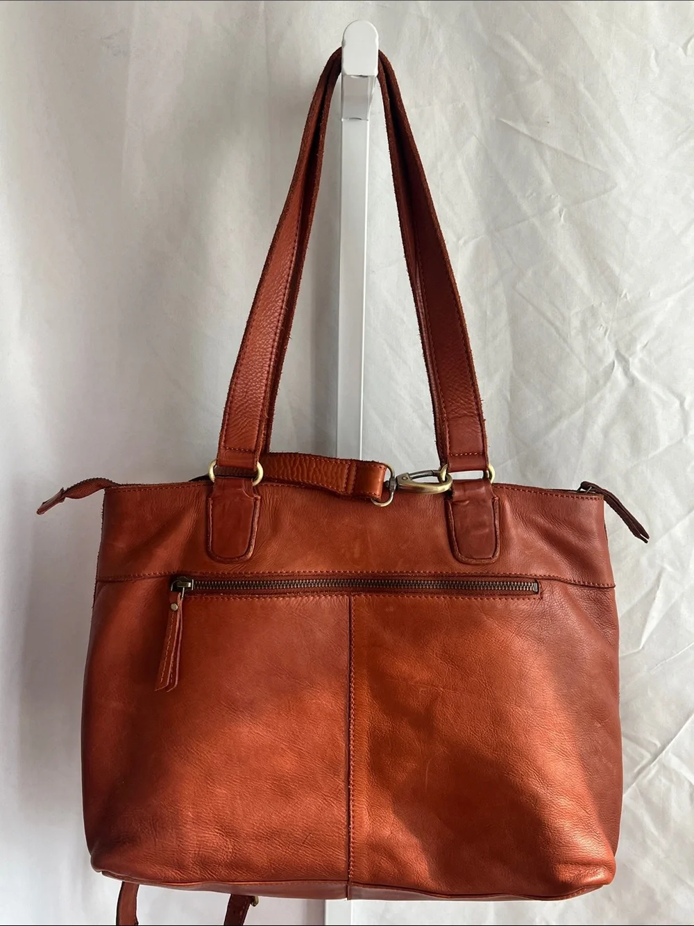 Marta Ponti Classic Brown Genuine Leather Tote Computer Bag Electronic Bag